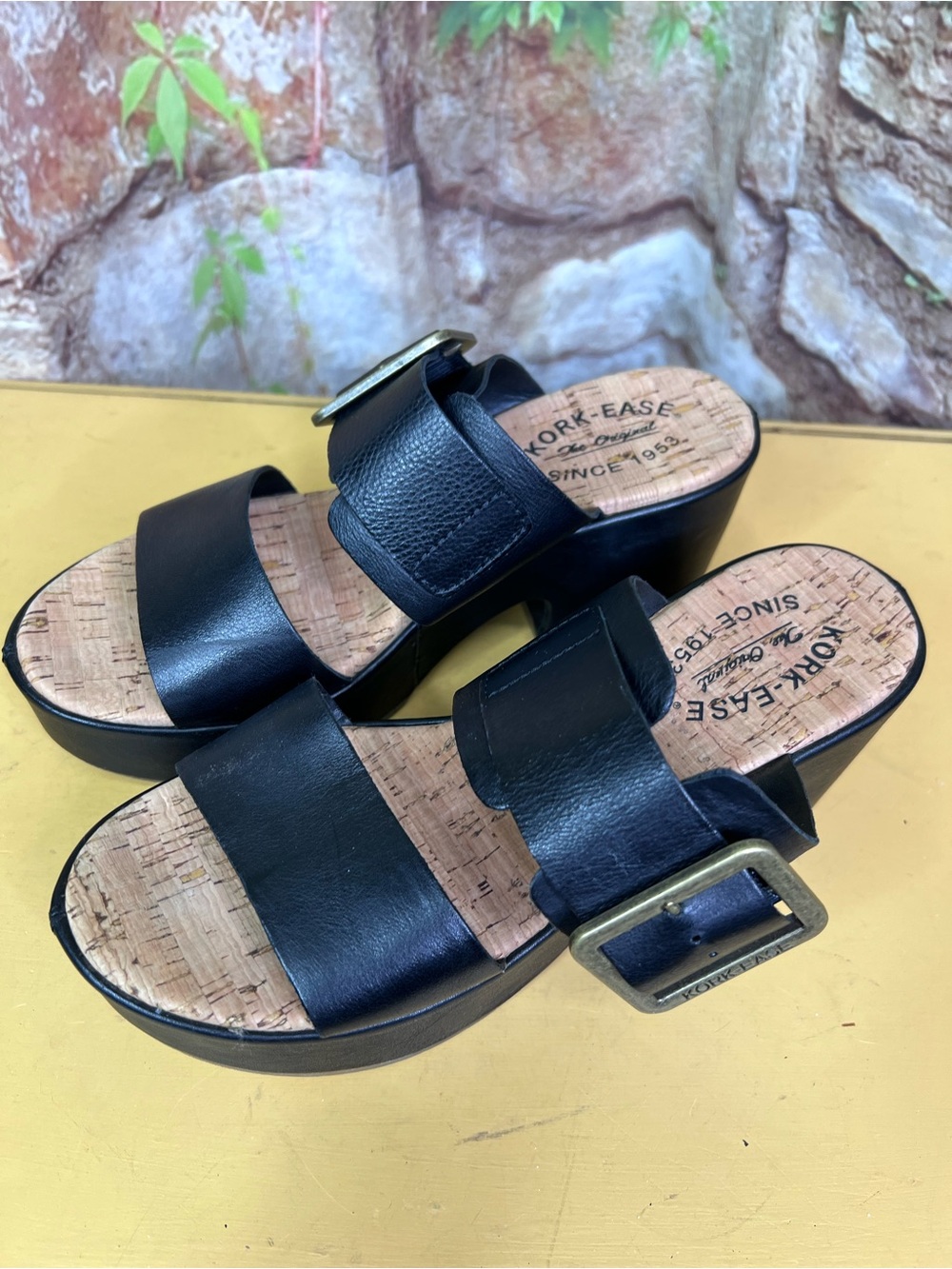 KORK-EASE Black Leather Platform Sandals, 7 - Picture 3 of 12